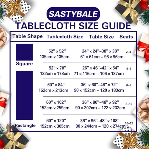 Blue Christmas Tablecloth 60x140 Inch Rectangular Poinsettia Plaid Washable Spillproof