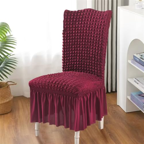 Stretch Jacquard Chair Slipcover - Wine Red, 1 Piece for Dining & Lounge Chairs