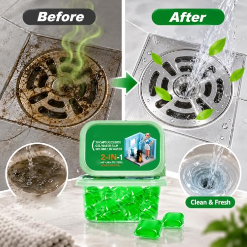 Bio-Enzyme Drain Deodorizer Pods 2pcs - Long-Lasting Fresh Scent for Kitchen & Bathroom Drains