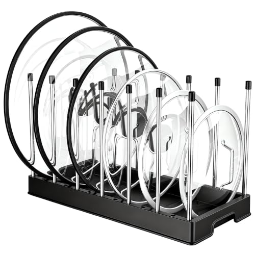 Lifewit Pot Lids Organizer with 7 Dividers - Inside Cabinet Pan Storage
