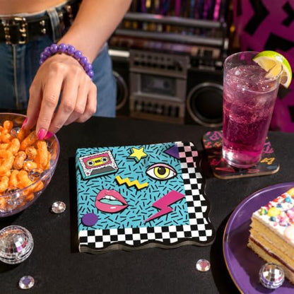 Retro Hip Hop Party Napkins 50 Pack - 80s 90s Cocktail Table Decor