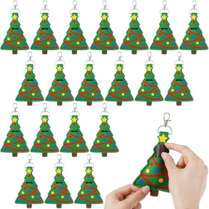 Abbylike Christmas Tree Lipstick & Lip Balm Holder Keychain - Bulk 20 Pcs