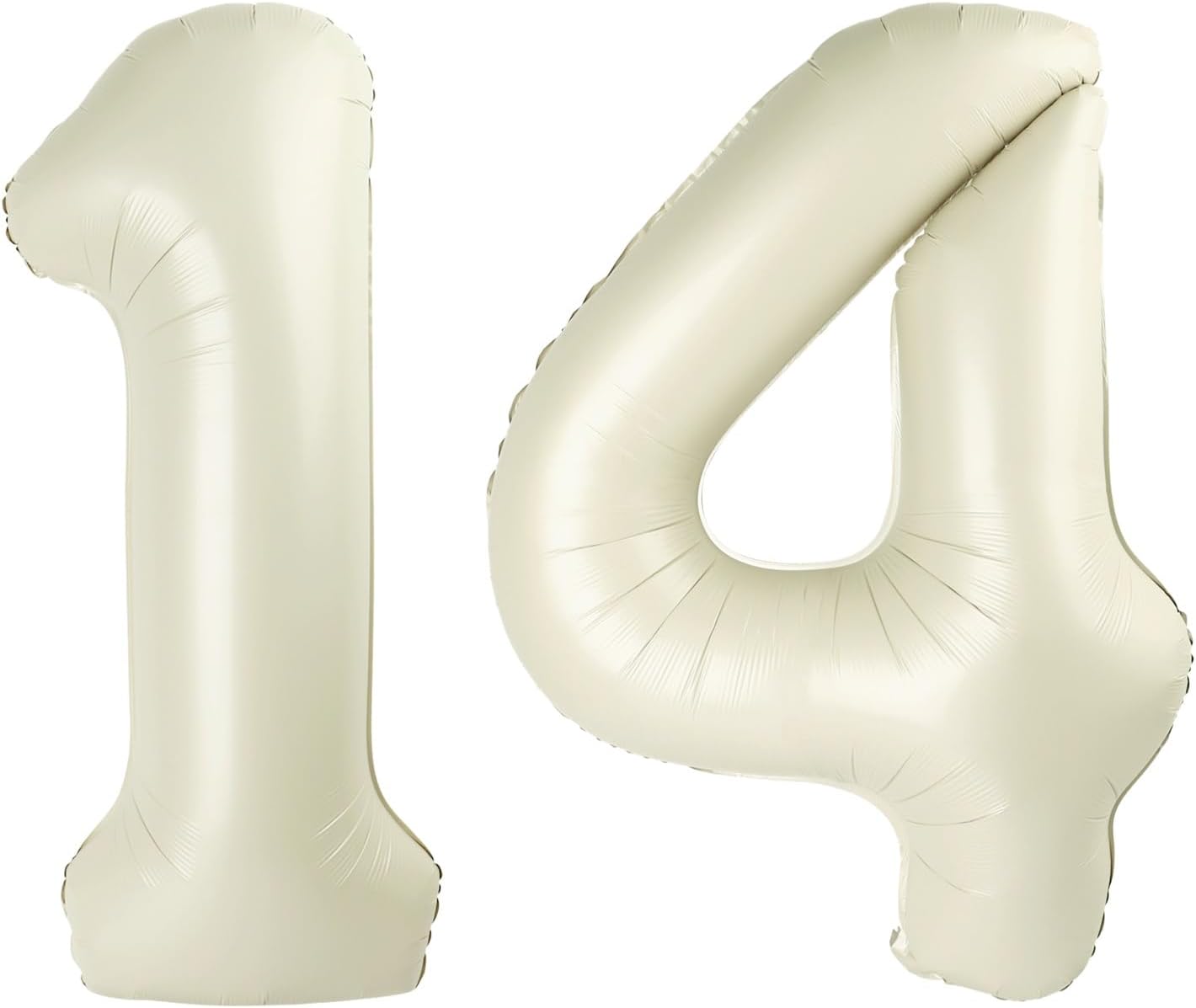 Numbers 14 Balloons - Large 40-Inch Cream Foil Balloons for 14th Birthday & Wedding Decor