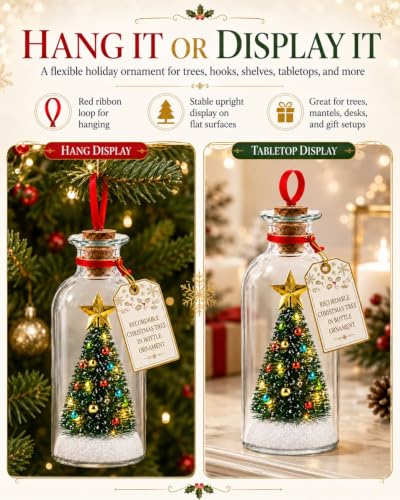 Recordable Christmas Tree Message in a Bottle Ornament 2pcs - Voice Greeting
