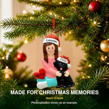 Black Girl and Dog Christmas Ornament - Personalized Dog Lover Gift