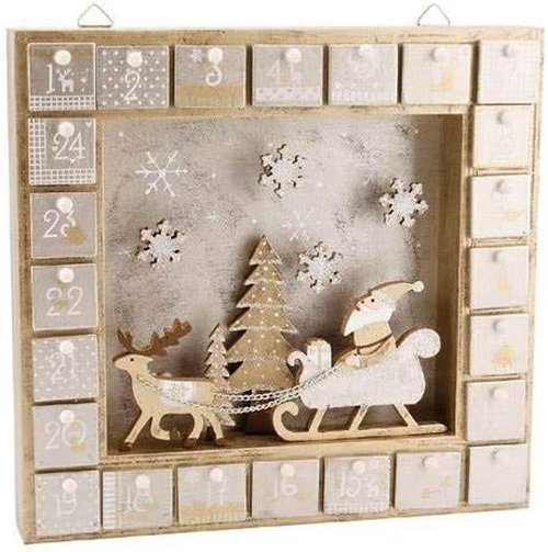 Creative Hobbies 13-Inch Christmas Advent Calendar Shadow Box - Pre-Assembled, Removable Drawers - Unfinished Wood for DIY Gifts & Crafts