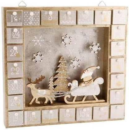 Creative Hobbies 13-Inch Christmas Advent Calendar Shadow Box - Pre-Assembled, Removable Drawers - Unfinished Wood for DIY Gifts & Crafts