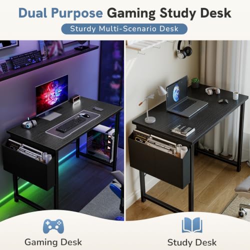 DUMOS 31-Inch Small Computer Desk - Black Home Office & Gaming Table