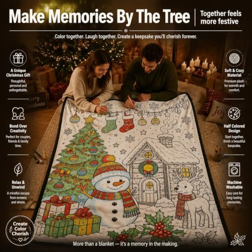 DIY Coloring Blanket Christmas Variation - Washable Sherpa Fleece with Markers