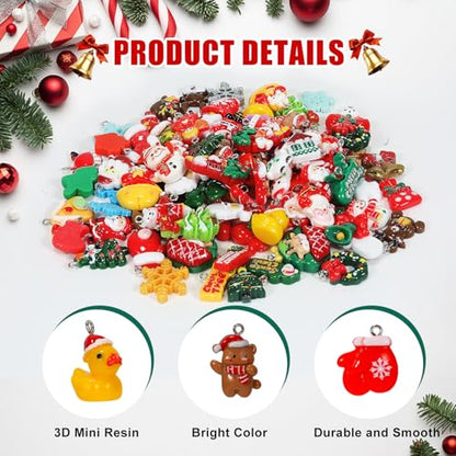 96 Pcs Mini Christmas Ornaments Set - Resin Tiny Tree Decorations & Figurines