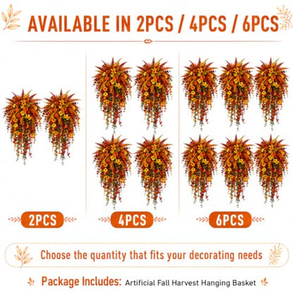 Artificial Fall Flowers for Outdoors - Fall Hanging Flowers UV Resistant Faux Silk Vines - Style 1 & 2