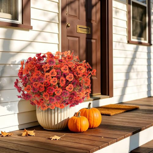 Artificial Fall Flowers for Outdoors Faux Pansies - Weather-Resistant Seasonal Decor