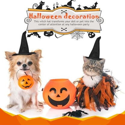 Mini Witch Hats 2-Pack - Black 6.3 Inch Pet & Decor Halloween Accessories