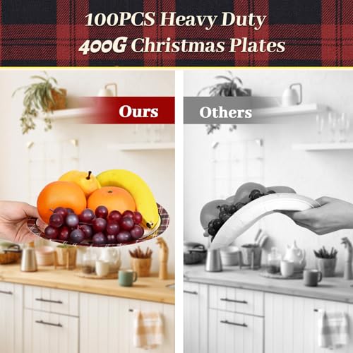 Homlouue Snowman Christmas Paper Plate and Napkin Set - 50 9-Inch Heavy Duty Disposable Dinner Plates for Holiday Party - Variation of Snowman