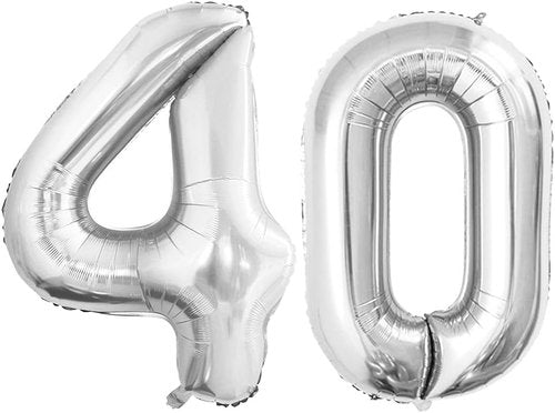 GOER Jumbo 40 Inch Silver Foil Balloons - Perfect for 40th Birthday Party Decorations