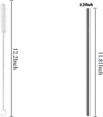 Skiennix Stainless Steel Straws - 6 Pack Reusable Straws with Cleaning Brushes for Stanley Tumblers