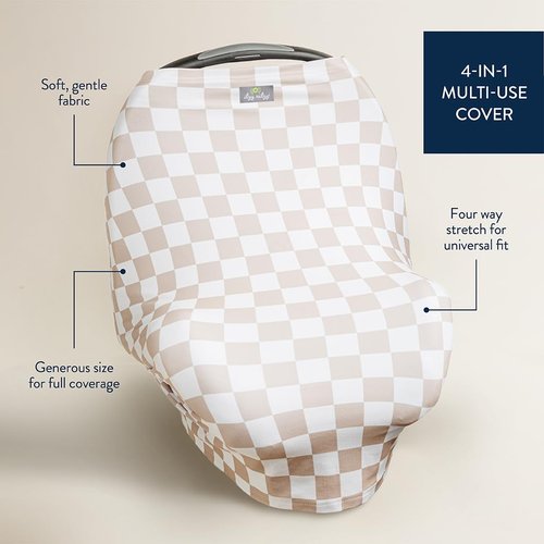 Itzy Ritzy 4-in-1 Nursing Cover, Car Seat Cover, Shopping Cart Cover & Infinity Scarf – Breathable, Multi-Use Nursing Cover Up for Breastfeeding, Carseat Canopy & Stroller Cover (Checkerboard)