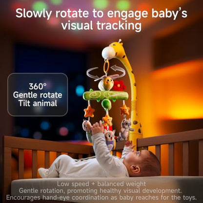 Baby Crib Mobile with Music Lights & Remote Control - Soothing Nursery Toy