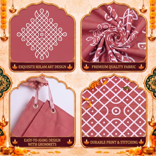 Eaasty 7x5 ft Indian Red Kolam Backdrop Varalakshmi Pooja Decor Tapestry