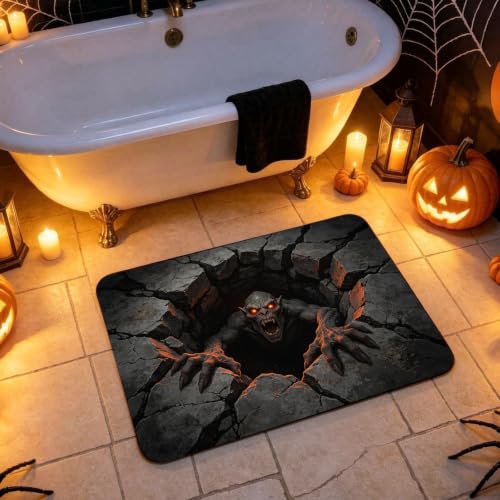 Halloween Illusion Rug 3D Skeleton Floor Mat for Front Door Indoor Outdoor - 3'11" x 2'8" Variation A