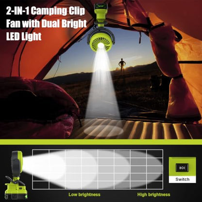Cordless Battery Powered Fan for Ryobi 18V with LED Light - 1 Pack