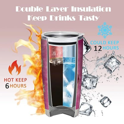 20oz Pink Agate Butterfly Insulated Stainless Steel Tumbler with Lid - Always Remember