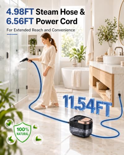 Steam Cleaner 1600W Handheld for Home Deep Black-Orange 1.69QT Tank