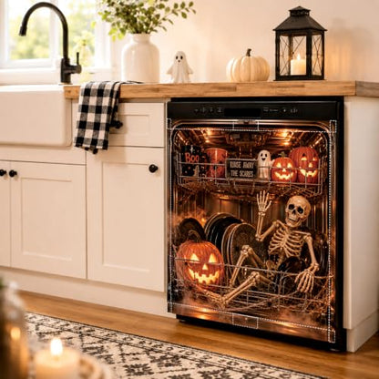 Halloween Skull Skeleton Dishwasher Magnet Cover - One Size Fall Decor