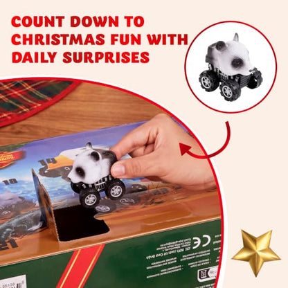 Christmas Advent Calendar with 24 Monster Truck Toys - Holiday Countdown & Party Favor