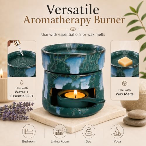 Ceramic Oil Burner and Wax Warmer - Dual-Use Tealight Candle Holder