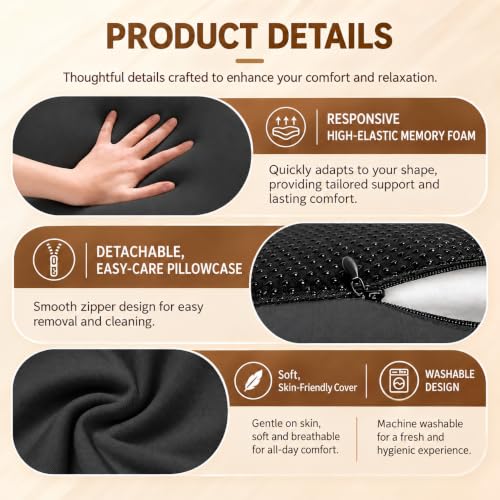 Large Ergonomic Wedge Pillow - Black Support Cushion for Reading & Relaxing