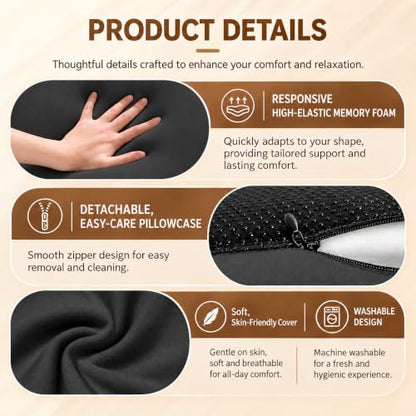 Large Ergonomic Wedge Pillow - Black Support Cushion for Reading & Relaxing