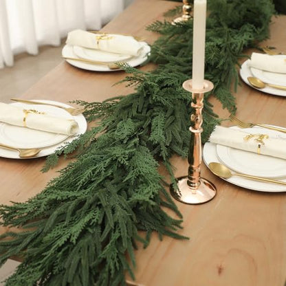 Jutom 9 ft Artificial Christmas Garland with Norfolk and Cypress Mix - Indoor Outdoor Decor