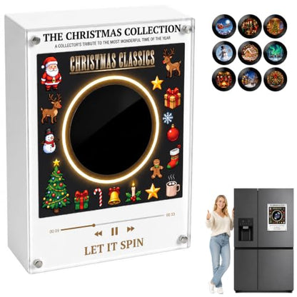 Mini Vinyl Record Player with NFC Touch, 9 Interchangeable Discs & LED Lights