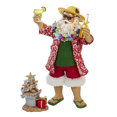Fabriche Beach Santa Set of 2 - 10-Inch Multicolor Holiday Decor