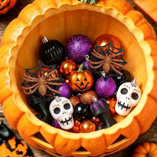 30pcs Shatterproof Halloween Ball Ornaments - Spooky Tree Decorations Set