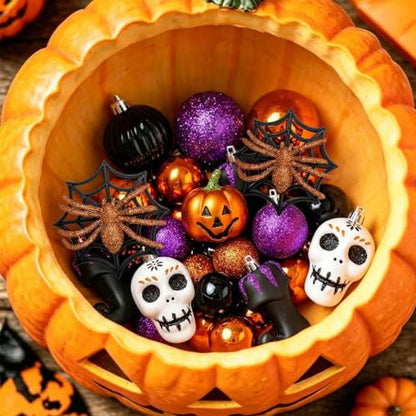 30pcs Shatterproof Halloween Ball Ornaments - Spooky Tree Decorations Set