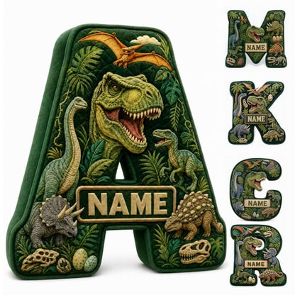 Personalized Dinosaur Letter Pillow - Plush Name Cushion for Kids & Decor