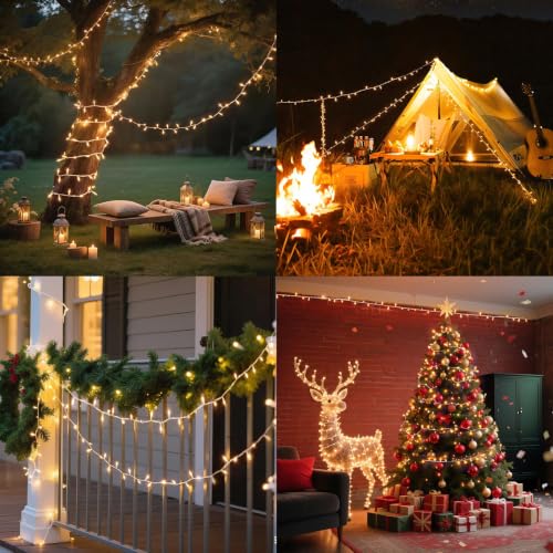 Warm White Connectable Christmas String Lights - 21ft Indoor Outdoor Decorations