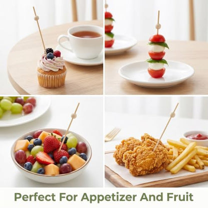 1500 Pack Wooden Cocktail Picks with Ball Top - 4.7 Inch Food Skewers for Drinks & Appetizers