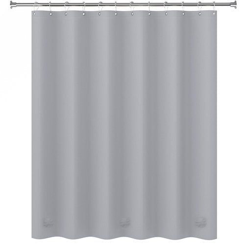AmazerBath Grey Shower Curtain Plastic, Thick PEVA Shower Curtain Grey, Heavy Duty Shower Curtains for Bathroom, Waterproof Shower Curtain 72x72 with 3 Big Weighted Stones and 12 Rustproof Grommets