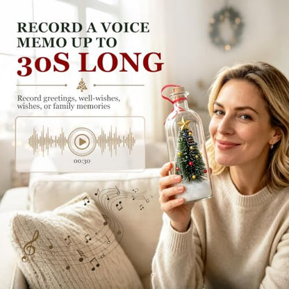 Blue Recordable Christmas Tree Ornament with Message Bottle - Voice Greeting Decor