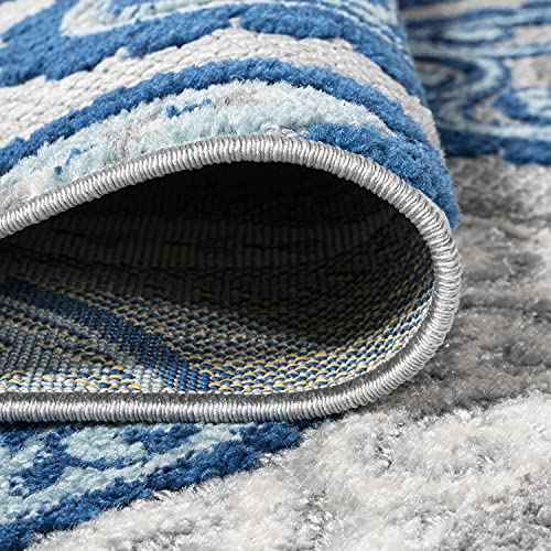 JONATHAN Y Paisley High-Low Indoor Outdoor Area Rug 3X5 Blue/Light Gray, Julien for Backyard, Patio, Porch, Easy-Cleaning, High Traffic, Pet-Friendly, Non-Shedding (AMC102C-3)