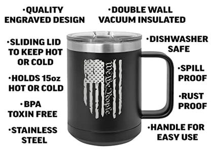 15oz Patriotic American Flag Stainless Steel Tumbler with Lid - Pack of 2