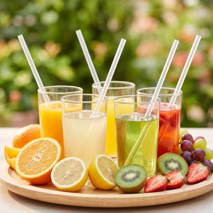 100 Pack Clear Disposable Plastic Drinking Straws - 8.26 inch, Food Grade BPA-Free