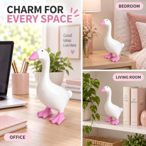 Pink Desk Goose 7 Inch Cute Desktop Statue Gift for Women - LINLINGTOYS