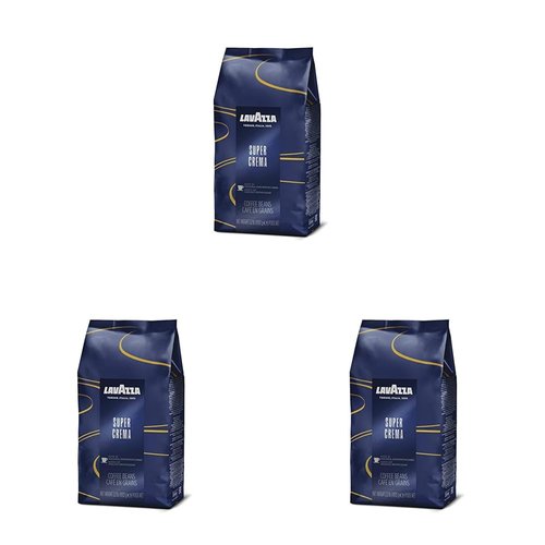 Lavazza Super Crema Whole Bean Coffee - Premium Light-Medium Espresso Roast | 2.2 lb (Pack of 3)