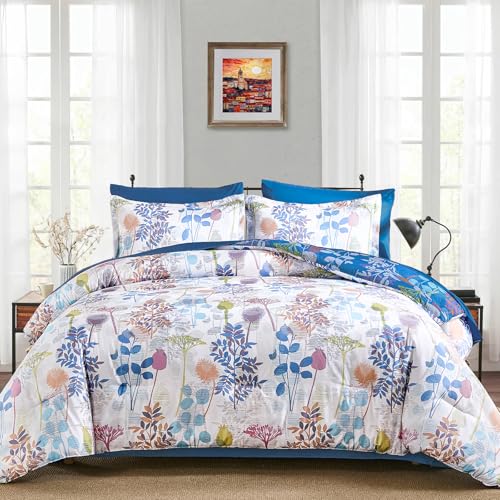 7-Piece King Size Botanical Comforter Set - Microfiber Bed Bedding