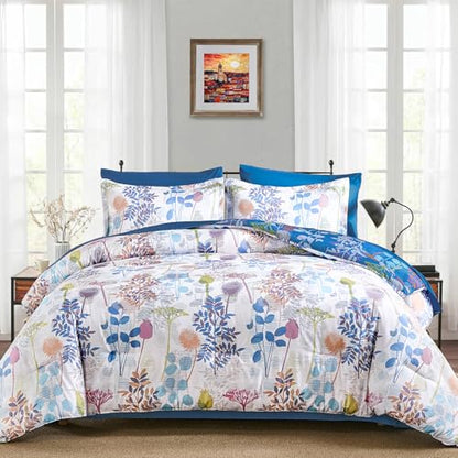 7-Piece King Size Botanical Comforter Set - Microfiber Bed Bedding