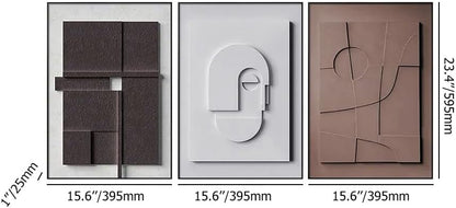 BULUXE Wall Art Set - 3D Abstract Japandi Geometric Canvas Decor | Framed Artwork for Modern Home (15" W x 1" D x 23" H)